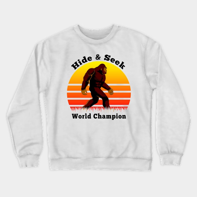 Hide And Seek Champion Funny Bigfoot Crewneck Sweatshirt by macdonaldcreativestudios